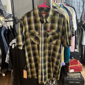 DIXXON “Foxtrot” Green and Black Plaid Button Down Shirt
